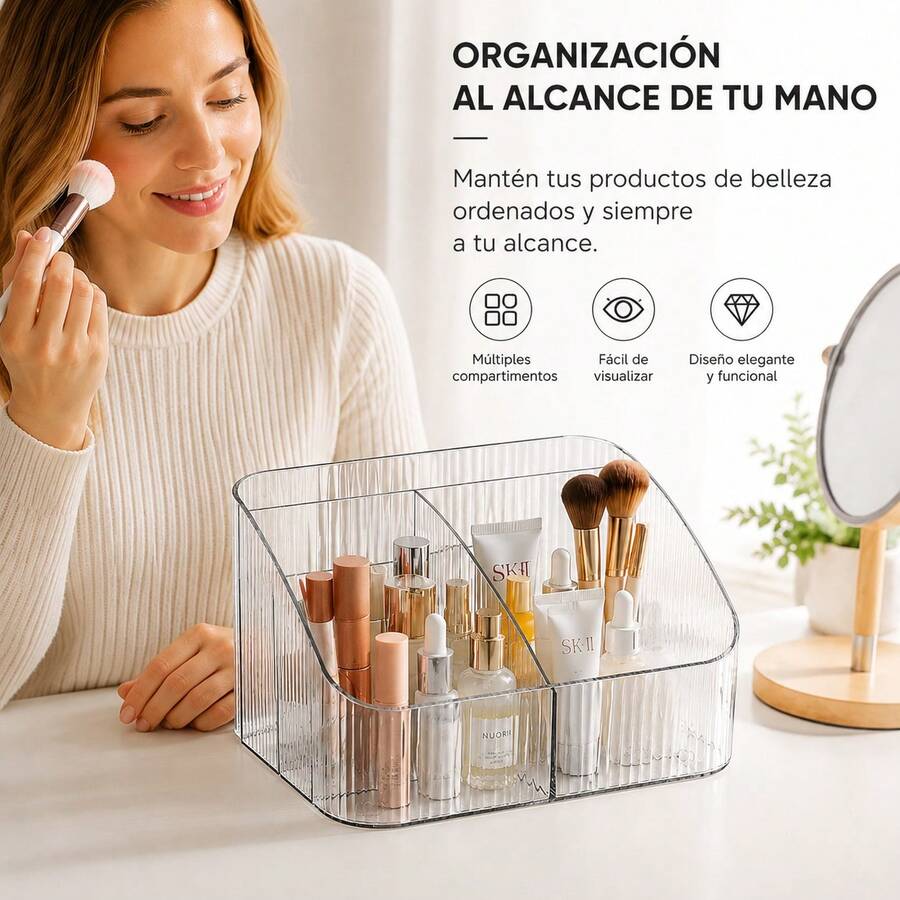 Organizador de escritorio para maquillaje, perfumes y accesorios de belleza - transparente - Ver 1