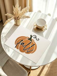 Autumn Harvest Festival Pumpkin Maple Leaf Heat-Insulated Placemats, Hello Autumn Thanksgiving Linen Placemats, Stain-Resistant Placemats, Suitable For Home Dining Room And Restaurant, Table Decoration, Home Decor 4pcs/6pcs/18pcs - Multicolor - View 6