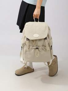 LECEY Women's Middle School High School College Student Large Capacity Backpack - White - View 6