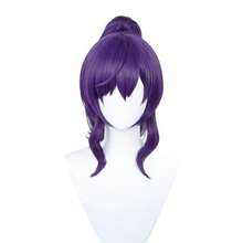 紫色長假髮女款，附夾式 Cosplay 假髮，合成馬尾髮，適合日常穿著、派對、萬聖節與嘉年華場合（附髮網） - 紫色 - 查看 2