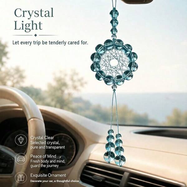1 peça Apanhador de Sonhos de Cristal para Pendurar no Espelho Retrovisor do Carro/Decoração Criativa Feita à Mão DIY para Interior de Carro para Raparigas/Pingente para Mala