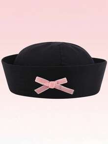 1pc New Bow Tie Nautical Cap, Cute Sun Protection Hat For Women, Summer Outdoor Sailor Hat, Large Head Circumference Beret - Multicolor - View 21