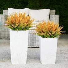 1/3/60件組戶外抗UV人造植物，逼真秋季色仿真花卉與灌木，適用於門廊、花園、窗台花盆與居家裝飾 - 淺紅色 - 查看 8