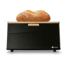 Steel Bread Container With A Bamboo Lid Height ~ 21 Cm Base Depth ~ 21.5 Cm Overall Width ~ 35.5 Cm - View 5