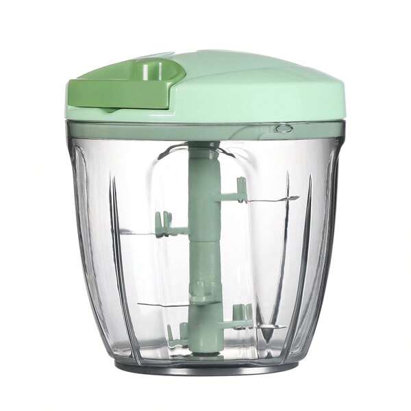 Manual Food Processor Vegetable Chopper, Portable Pull String Garlic Grinder Onion Chopper, Suitable For Vegetables, Ginger, Fruits, Nuts, Herbs, 900ml, Green