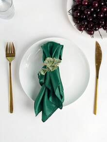 1/6/12pcs/Set Napkin Rings, Rustic Farmhouse Style Napkin Rings, Eucalyptus Napkin Rings, Wooden Napkin Rings, Bohemian Green Leaf Napkin Rings, Suitable For Spring/Summer, Thanksgiving, Christmas, Bridal Shower, Wedding Table Decor - Multicolor - View 5