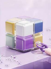 Magic Cube Pill Box Keychain | Magnetic Magic Cube Pill Storage Box, Suitable For Travel And Daily Use | Portable Mini Pill Box With Key Ring | Safely Store Pills And Vitamins (1pc) - Multicolor - View 3