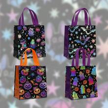 12/24PCS Halloween Series Non-Woven Tote Bags, Purple Black Laser Horror Ghost, Pumpkin Lantern, Bat Pattern Printed Reusable Gift Packaging Bags, Trick Or Treat Activity, Halloween, Birthday Party Decoration Gift Bags, Durable Holiday Celebration And Daily Item Storage Shopping Bags - 5801 - View 10