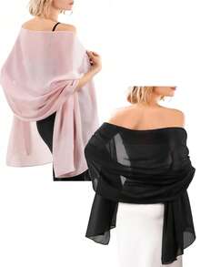 1pc 190*45cm Solid Color Chiffon Shawl, Soft Scarf For Women, Formal Dress, Wedding Bride - Multicolor - View 18