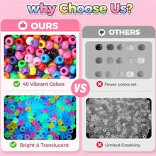 8000pcs Ponytail Beads Bracelet Making Kit, 40 Colors Kandi Beads For Bracelet Jewelry Making, 6x9mm Hair Braid Beads For Hair Braiding, Keychain DIY Crafts - Multicolor - View 3