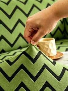 1PC Fleece Fabric Anti-Slip Elastic Decorative Sofa Cover, Jacquard Carved Grass Green Wave Pattern, Pet-Friendly Dirt-Resistant Dust-Proof, Suitable For 1/2/3/4 Seater Sofa, All Seasons - Multicolor - View 11