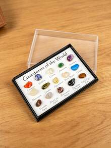 15 Types Natural Crystal Mineral Specimen Box Raw Ore Mineral Collection Display Box Children's Geology Science Education Teaching Ornament Student Collection Gift - Small Specimen Box - View 6