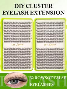 384pcs Cluster Eyelash Set - Natural Lightweight Style (Includes Adhesive, Fixing Liquid And Tweezers, CC Curl, DIY Extension Effect, 8-16mm, Set) - 彩色 - 查看 2