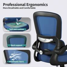 TRALT Sillas de Escritorio - Silla Ergonomica Escritorio - Sillas Ejecutiva para Escritorio con Soporte Lumbar - Silla Ergonomica de 330 Libras - Silla de Oficina Gamer para Casa (Azul Profundo) - Blanco Nube - Ver 12