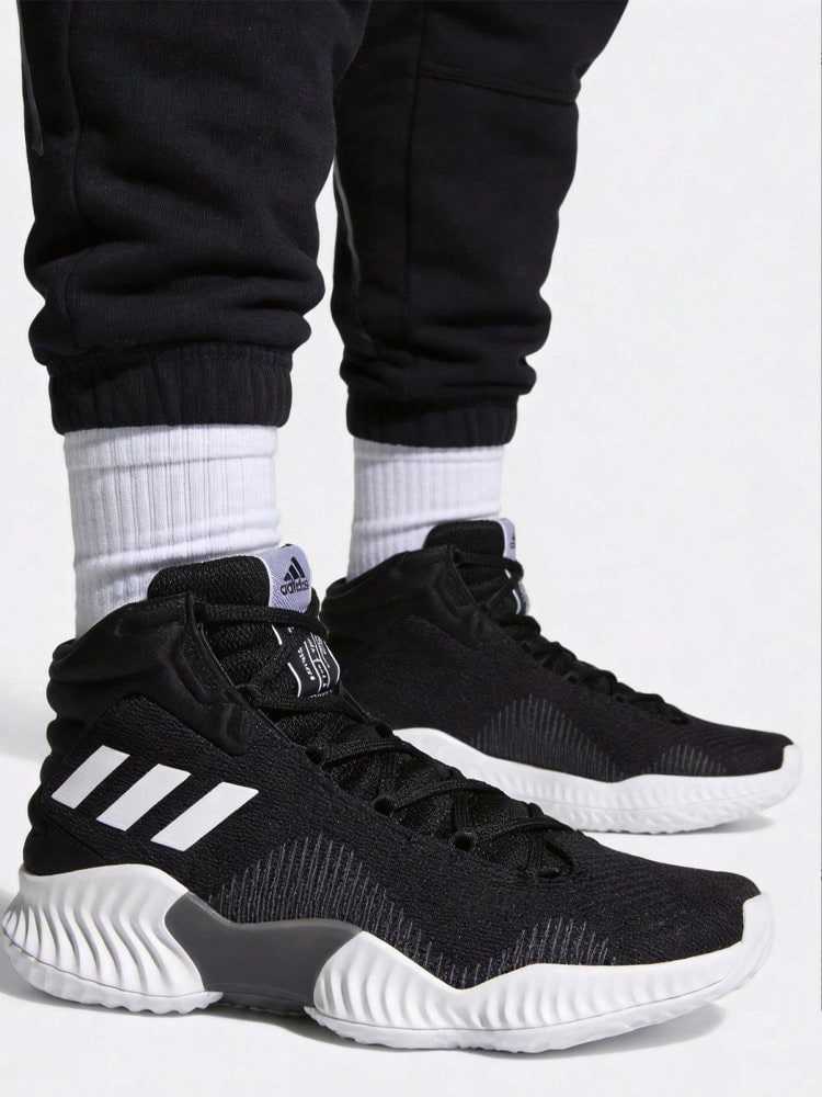Adidas Pro Bounce Cushioning, Anti-Slip, And Rebound Mid-Top Basketball Shoes For Men - 黑與白 - 查看 1