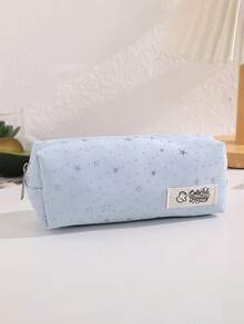 Polka Dot Cute Star Canvas Pencil Case, Simple Fresh Stationery Bag, Zipper Large Capacity Storage Bag, Pencil Box, Perfect For Back To School Stationery Supplies Organization And Storage - Single Piece - View 12
