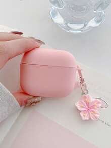 1pc Pink TPU Matte Bluetooth Earphone Protective Case With Sakura Charm, Cute Sakura Design, Compatible ForAirPods Pro 3, Pro (2nd Gen), 3, Pro, 4 Case Cover, Suitable For Daily Use, Spring, Mother's Day, Birthday, Graduation Season, Quick Ship - Pink - View 2
