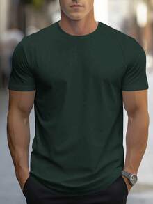 NEOREFINED Men's Casual Solid Color Round Neck Short Sleeve T-Shirt For Summer - Rust Brown - View 1