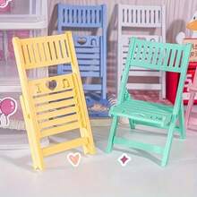 1pc Cute Macaron Phone Stand, Desktop Decoration, Fun INS Chair Style, Foldable Portable Phone Holder Gift - A - View 4