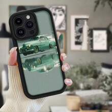 Phone Case With Black Border And Classic Green Car Design For 13 Pro, Protective Case With Retro Print For Everyday Use And Travel - Multicolor 1 - View 1