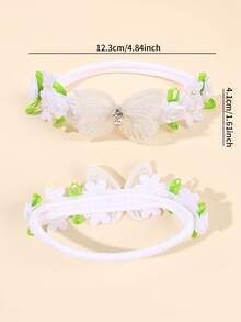 1件可愛甜美白色花朵蝴蝶髮箍 優雅精緻女嬰髮飾 - 白色 - 查看 7