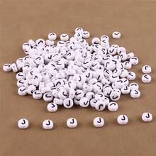 200/500/1000颗 4x7mm 黑色底金色字母图案珠子，DIY项链首饰制作材料 - 白底黑字 - 查看 41