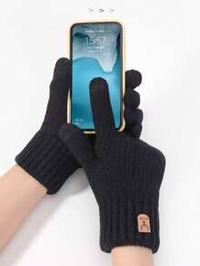 1 Paar Damen Schwarze Winter Thermisch Gefütterte Dicke Touchscreen Warme Handschuhe, Kaltwetter Warme Mode Vollfinger Handschuhe, Geeignet für Party, Autofahren, Gaming, Radfahren, Wandern, Schreiben - A - Übersicht 2