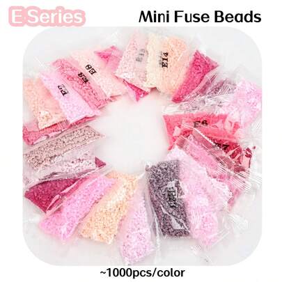 Pana-beads 1000pcs/Bag E Series Pink Mini Fuse Beads Iron Melting Beads Hama Perler Beads Handicraft Making Pixel Art Diy Handmade Gift Handicraft Making DIY Craft Melting Beads For Jewelry Making Main Pink Tones