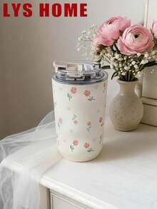 1 pieza Vaso aislado de acero inoxidable de doble pared con capacidad de 280ml-380ml, con diseño pintado a mano de tulipanes morados, botella de agua, apto para gimnasio, oficina, hogar, exterior, regalo para viajes, graduación, día de la madre - Rosa roja pintada a mano de 380 ml - Ver 3