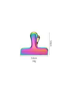 1pc Luxury Gold Stamping Stainless Steel Clip, Versatile For Food, Documents, Office Supplies, Back To School - Gold - View 23