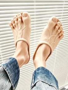 1 Pasang Sandal Kaki Besar Lucu, Sandal Jepit Jari Kaki Berwarna-warni untuk Lelucon, Perlengkapan Kostum Pesta Liburan - View 9