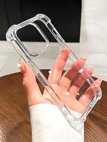 1pc Ultra Clear Crystal Soft Phone Case, Thin Flexible Shockproof Anti-Yellowing Transparent Protective Cover Compatible With Apple 18/18 Pro/18 Pro Max/17 Pro Max/17/16/15/14/13/12/11 Pro Plus Series - Clear - View 2