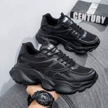 Zapatillas deportivas para hombre con patrón láser degradado - Malla transpirable y suela de EVA, cómodas zapatillas de correr de caña baja con cordones, multifuncionales y casuales, transpirables y duraderas, adecuadas para correr, senderismo, uso al aire libre y diario, ropa de gimnasio - Opciones de color plata, blanco, negro - Negro - Ver 5