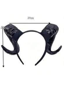 1pc Halloween Little Devil Horn Headband, Gothic Style Funny Photo Prop Cosplay Hair Accessory - Black - View 6