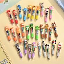 12 Colors 4-In-1 Animal Theme Multi-Color Ballpoint Pen, Suitable For Office, Hobbyists, School Souvenirs, Perfect Party Gift, Office Supplies, Animal Theme Accessories, Fun Stationery, Writing Tools, Christmas Gift - Sets - View 2