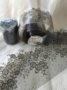 1 Roll 2m Vintage Black Lace PET Transparent Tape French Floral Lace Edge Washi Tape Junk Journal Collage Decoration Base Material - JD632 - View 4