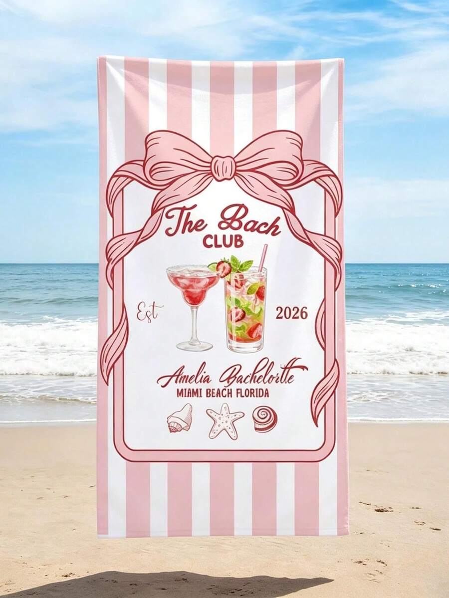 Customized Club Beach Towels, Personalized Name Beach Towels For Single Ladies, Customized Party Beach Towels, Personalized Party Gifts For Her - Multicolor - View 1
