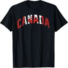 Camiseta con letras de la bandera de Canadá - Negro - Ver 1