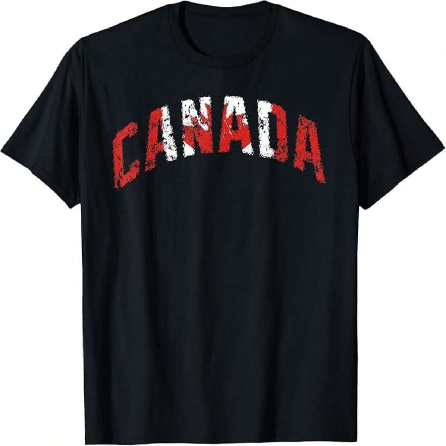 Camiseta con letras de la bandera de Canadá - Negro - Ver 1