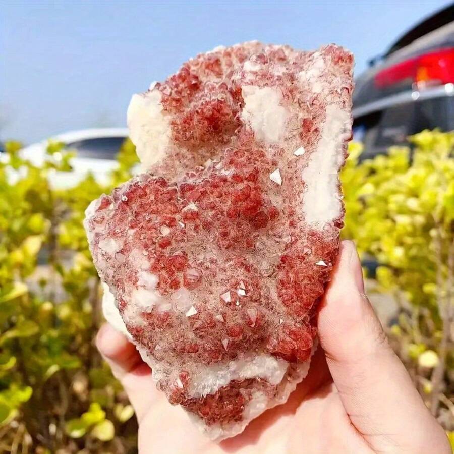1pc Rare Red Vanadium Iron Ore Crystal Cluster, High Quality, Bohemian. Indoor And Outdoor Decorative Stones, Crystal Gifts. Mineral Collection. - Red Vanadium Iron Ore Crystal Clusters - View 1
