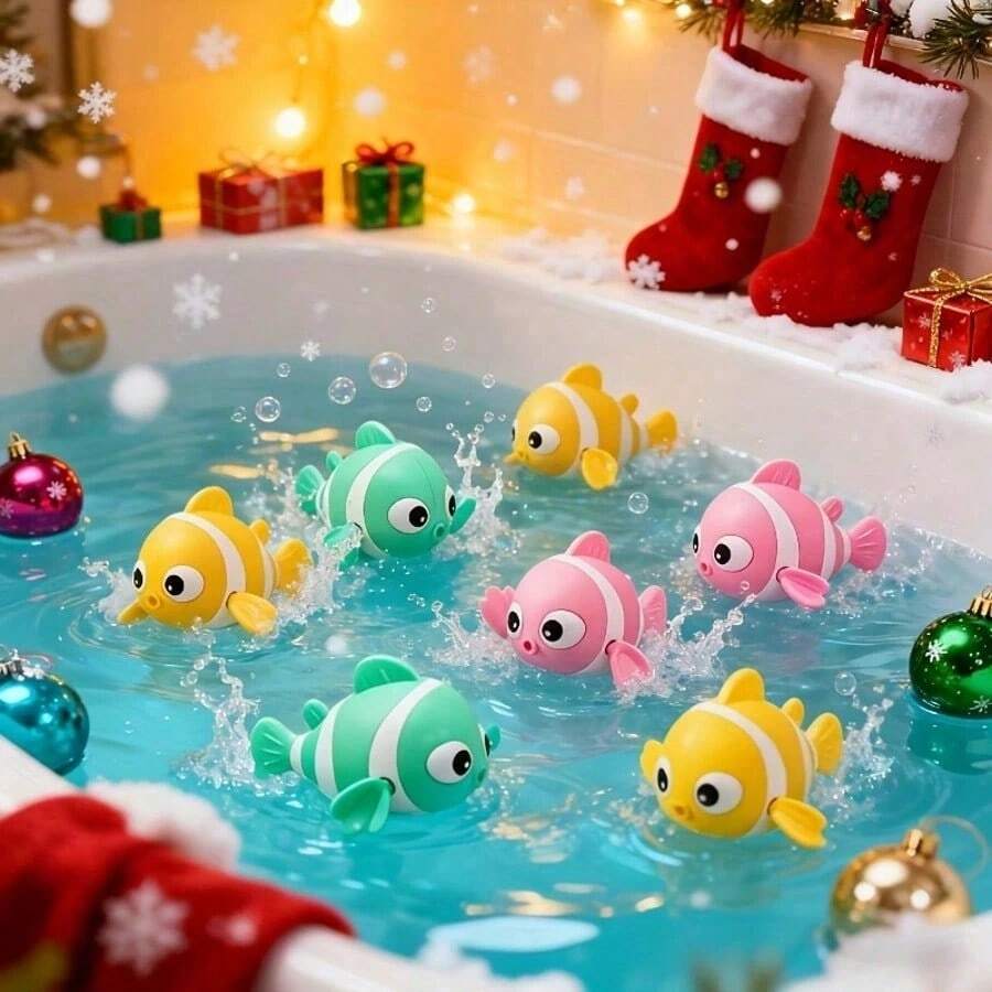 Wind-Up Clownfish Bath Toy, Children's Interactive Water Toy, Yellow/Pink/Green/Purple, Fun Bath Companion, Children's Birthday Gift, Random Color - Multicolor - View 1