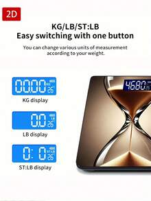 Báscula electrónica compacta y duradera de precisión 2D para el hogar, báscula corporal para pérdida de peso, pantalla LED de alta definición, capacidad máxima hasta 396.83 lbs, vuelta al colegio - A - Ver 6