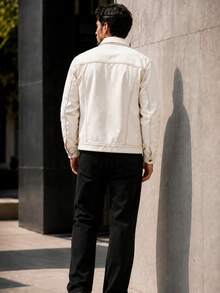 Men's Twill Jacket - 米白色 - 查看 4