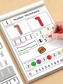 Dual Skill Number & Handwriting Workbook | Multi-Page Letter, Coloring & Counting Practice, Reusable Sheets For Home & Independent Learning, Pencil Control, Addition & Subtraction Tracing For Primary Kids,Teacher Supplies,Classroom,Back To School - 彩色 - 查看 6