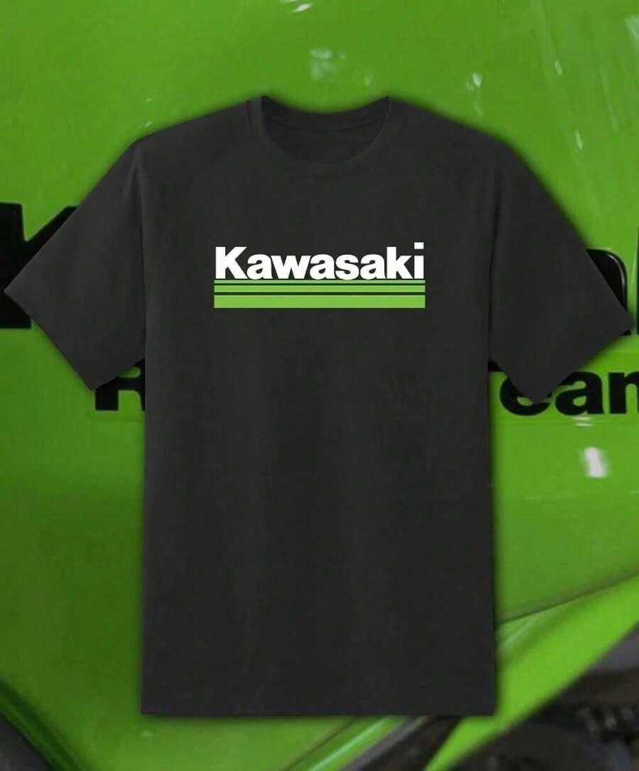 Men's Short-Sleeved Printed T-Shirts, Men's Plus-Size Cotton Clothing, Kawasaki K Logo T-Shirts, Men's Motorcycle Print T-Shirts - 白色 - 查看 1