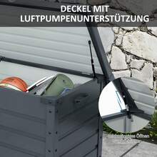 Garden Storage Box On Wheels With Lock And Handle, Ideal For Balcony And Terrace, 100 X 62 X 65 Cm, Dark Grey - A - 查看 4