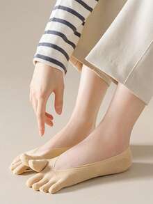 5 Pairs Summer Thin Mesh Five-Toe Socks, Split Toe High Heel Socks, Open Toe Toe Separator Silicone Non-Slip Low Cut Invisible Socks - Multicolor - View 6