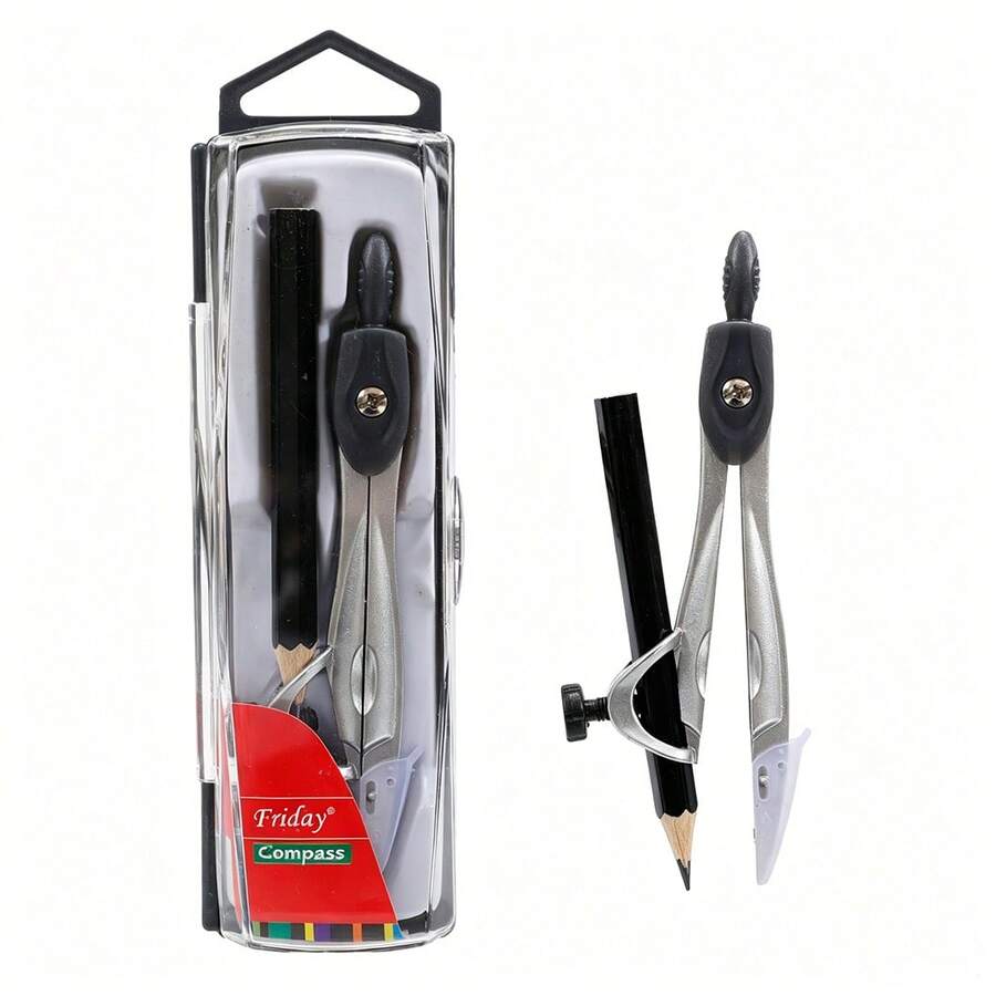 1pc Metal Adjustable Compass With Pencil Holder, Professional Geometry Drawing Tool, Suitable For Students, Drafting And Math Class Stationery, Back To School - A - View 1