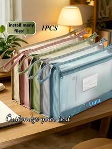 1pc Customized Oversized A4 Mesh Storage Bag - Multiple Colors Available, Transparent & Breathable, Dual Zipper Closure, Tear-Resistant & Reusable. Suitable For Office Supplies Or Handicrafts, Random Accessories - Multicolor - View 7