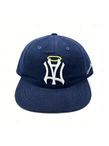 1pc 3D Embroidered Halo Angel NY Flat Brim Baseball Cap, Washed Distressed Camo Solid Multi-Color Hip Hop Sun Hat For Men Women - A - View 6